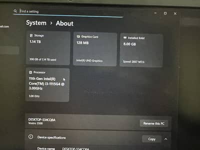 Dell Vostro i3 11 gen 15.6” 1Tb hdd 256 ssd 8gb ram