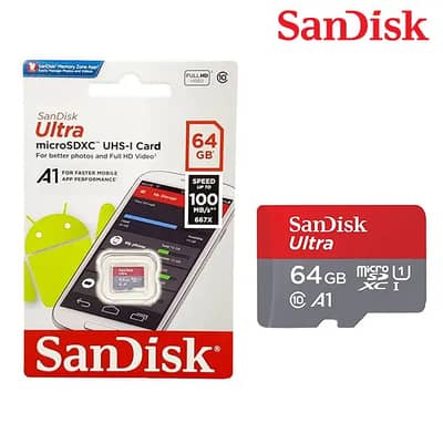 SanDisk Ultra 64GB MicroSD Card Class 10 A1 UHS-I 100MB/s