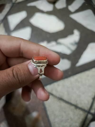 Coral Marjan Stone Original with Chandi ring