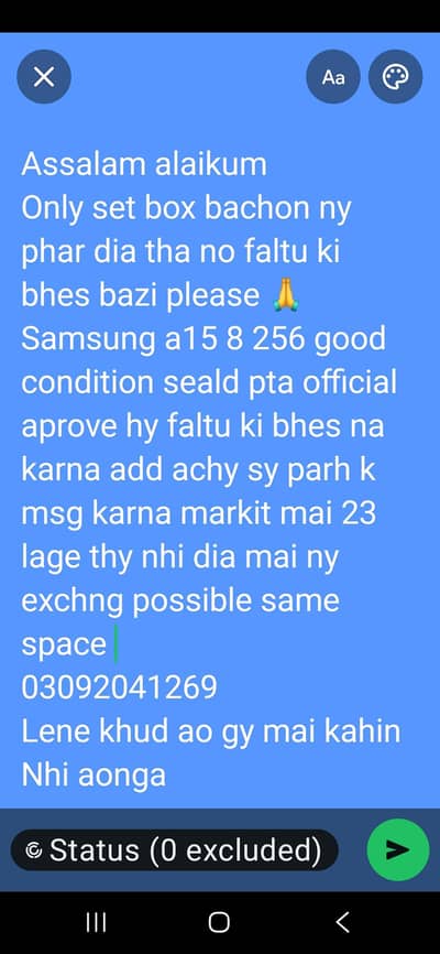 only set box jal gaya tha Samsung a15 8 256 exchange possible