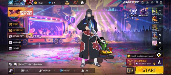 FF id for sale (fully option id) Evo guns + rare bundle