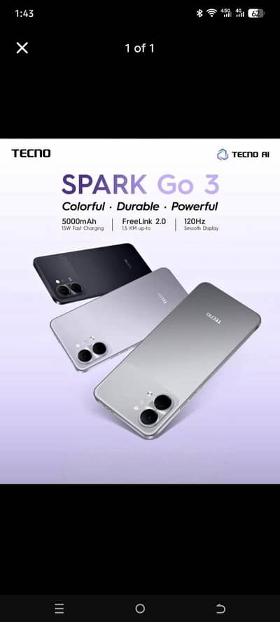 tecno spark go 3 4+2ram 128rom