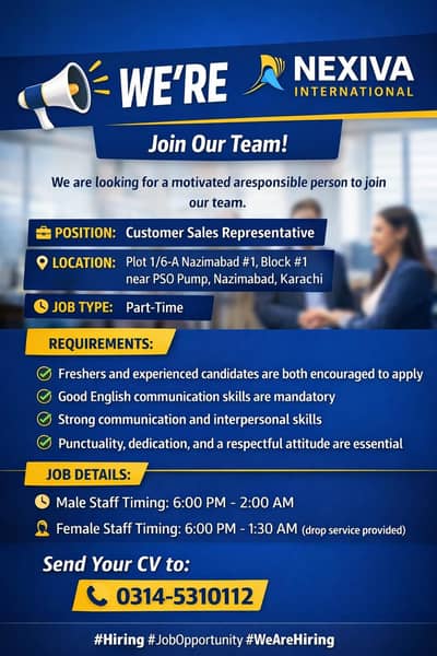 Hiring Male & Female Staff For Customer Support (Drop Available)