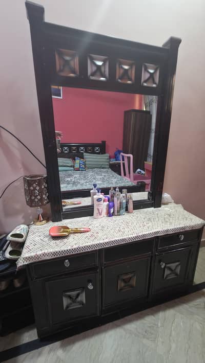 bed with mattress,dressing and 2 side tables.