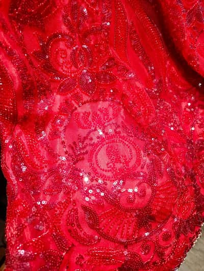 Red cutdana partywear dress/ red luxury heavy work dress/ready to wear