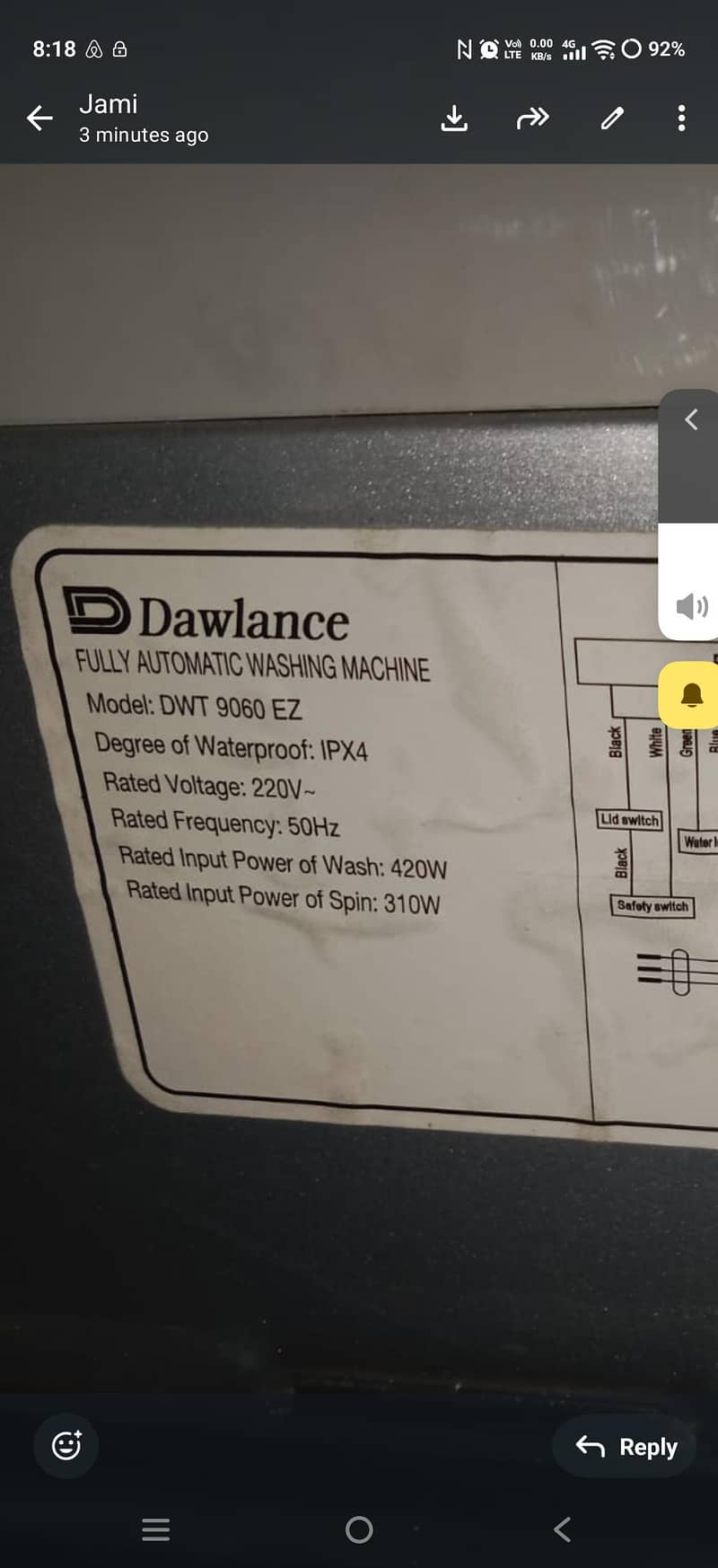 Dawlance automatic machine 0