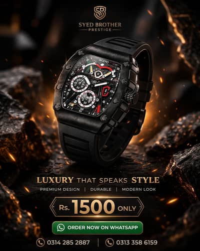 ⌚ Luxury Black Chronograph Watch – Premium Look at Best Price!