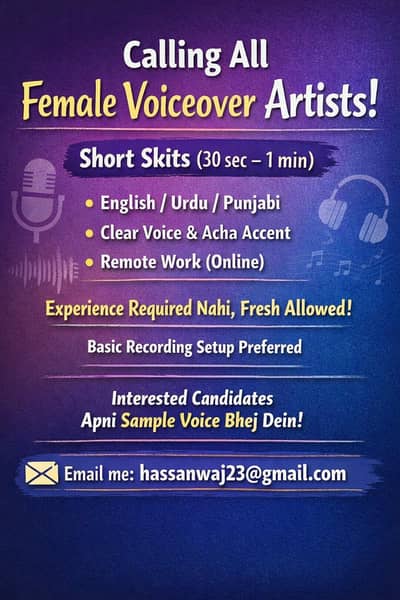 female voiceover artist required (online)