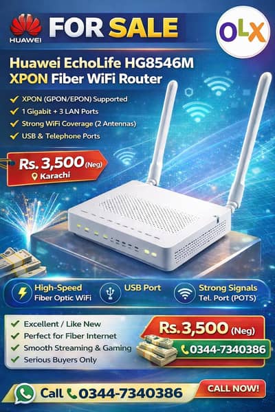 Huawei EchoLife HG8546M XPON Fiber WiFi Router urgent sale