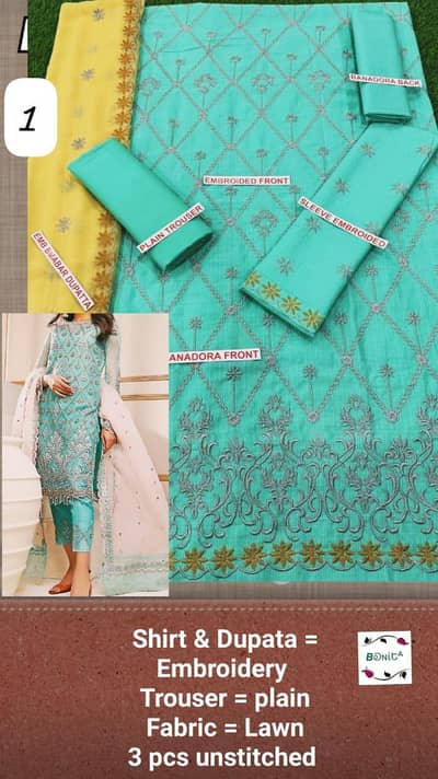 3 pcs Embroidery unstitched