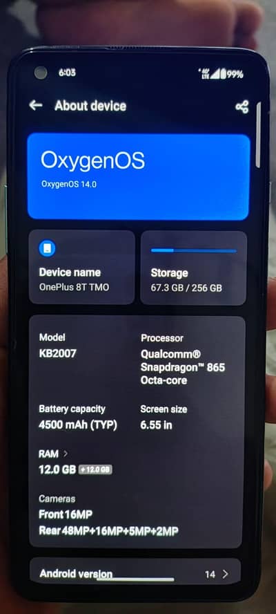 One plus 12gb 256gb 03448544978