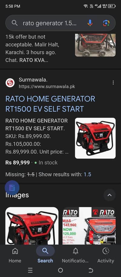 RATO generator 1.5 new condition