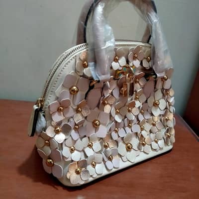 Aldo Cream and Gold Floral Satchel Bag (Brand New)