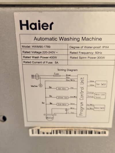 9kg Haier washing machine