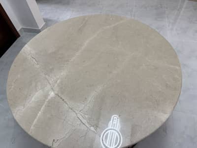 6-Seater Wooden Dining Table with Marble Top – Almost New!