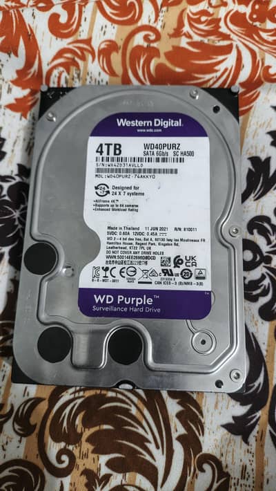 WD Purple 4TB HDD for Sale (Excellent Condition)