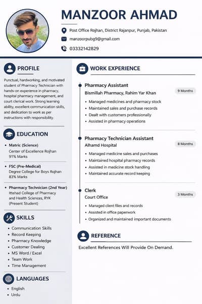 Reception or As a Pharmacy technician