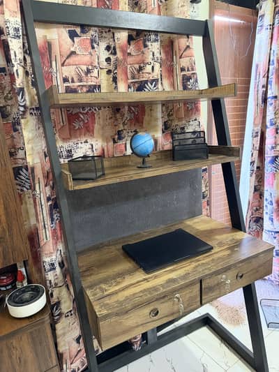 Modern Study Table / Office Table with Shelves & Drawer