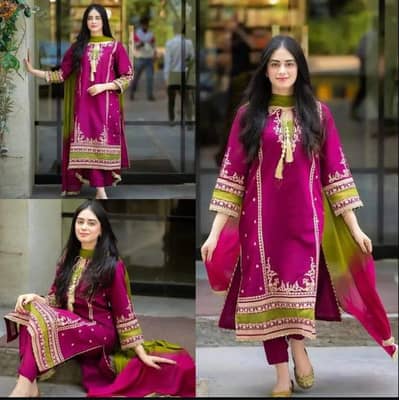 3Pc luxury embroidered lawn suit