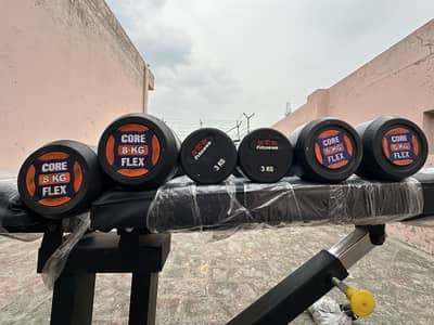 Premium Dumbbell Set 3kg, 6kg, 8kg + Heavy Duty Adjustable Bench