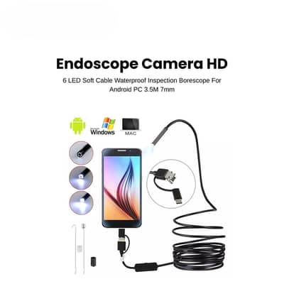 Endoscope Camera HD With 6 LED Soft Cable Waterproof Inspection Bores