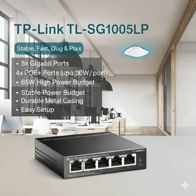 TP link TL-SG1005LP 5-Port Gigabit Desktop Switch with 4-Port PoE+