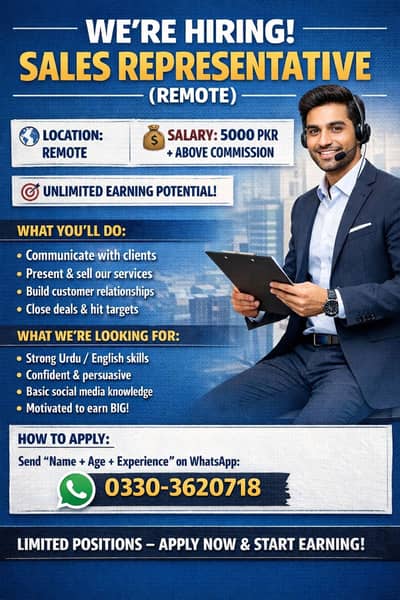 We need Sales Representative