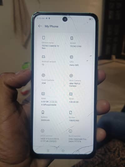 tecno camon 19 neo 6+6gb 128gb pta approved.