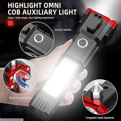 rechargable led torch light with magnat & hammer