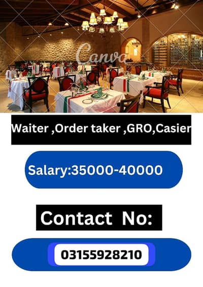 need urgent staff in bundu khan restaurant /bakery