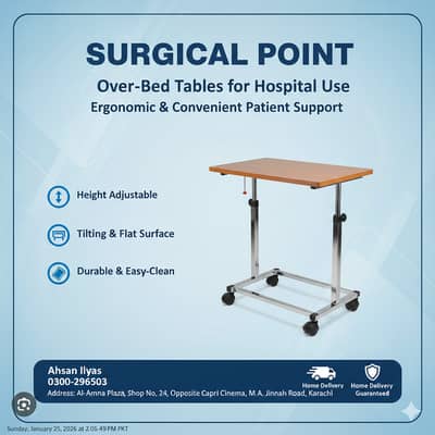 Overbed Table for hospitals, clinics, and home care Durable adjustabl
