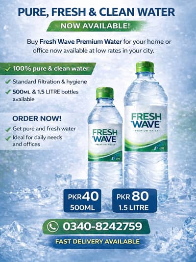 Fresh Wave Premium Water – 500ml & 1.5L Bottles Available | Home Deliv