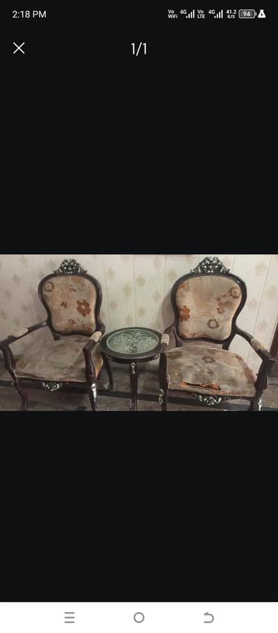 two chair with small table I want to sale it's urgent