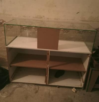 Wooden Display Counter with Glass Top