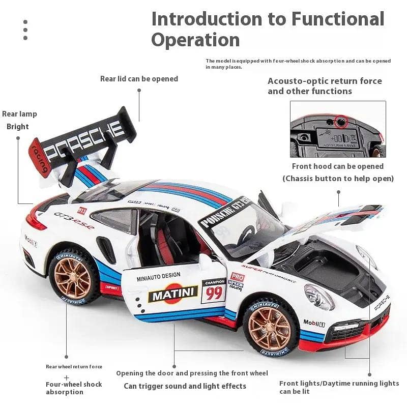 بچوں کے لیے شاندار پورشے ریسنگ کار - میٹل باڈی اور بہترین کوالٹی 3