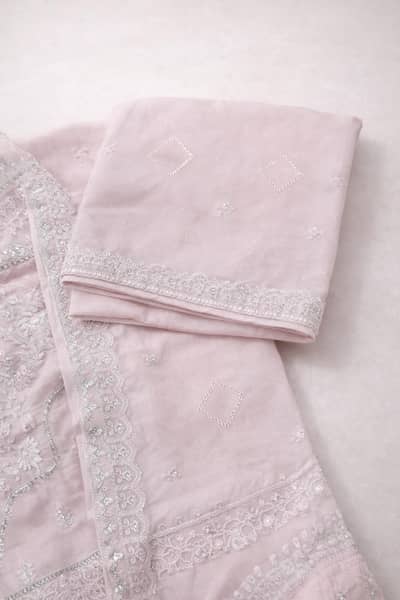 Zariya Brand Pink Embroidered Silk 3 Piece Suit