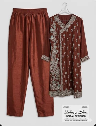 Elegant Brown Embroidered Suit – Lightly Used, Festive Wear