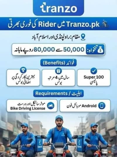 Delivery Riders Required – Tranzo (Bike Required)