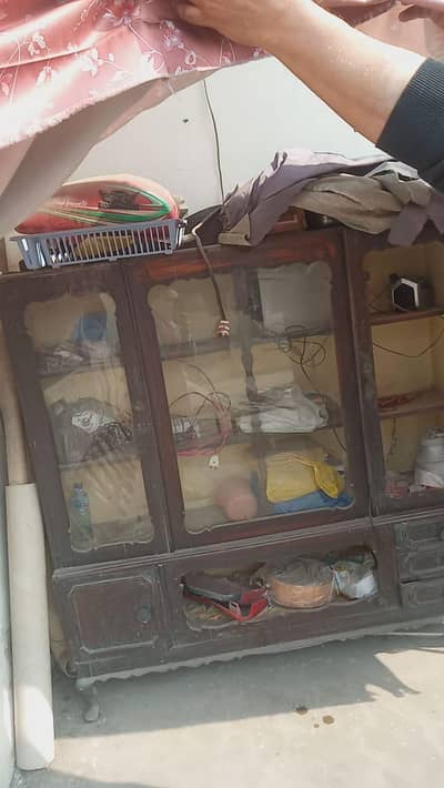 wooden  showcase used but in good condition