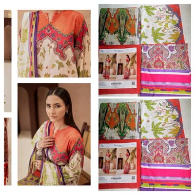 Syraan branded 3 piece lawn suits available in different colors.