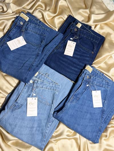 Jeans straight wide leg high waist 