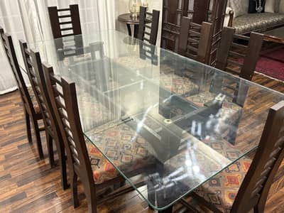 Glass top dining table