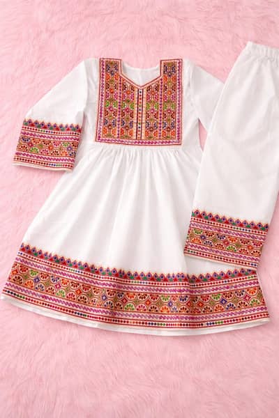 Off White Frock Suit with beautiful Pouch