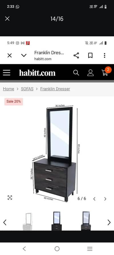 Habbit company dresser with mirror in excellent condition