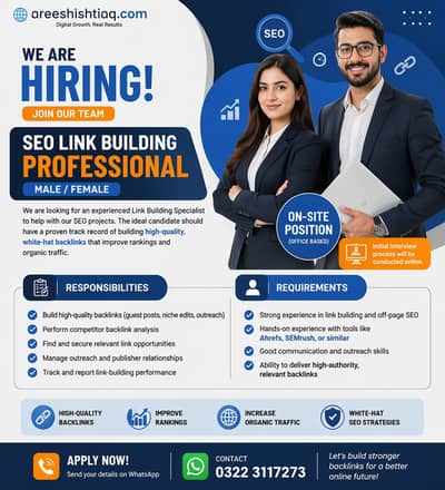 SEO Link Building Professional (Male / Female) Jobs