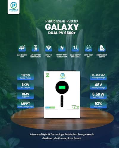The Galaxy Dual PV 6500+ hybrid solar inverter delivers reliable and