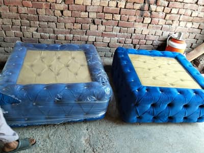 Luxury Velvet Center Tables with Glass Top (Brand New)