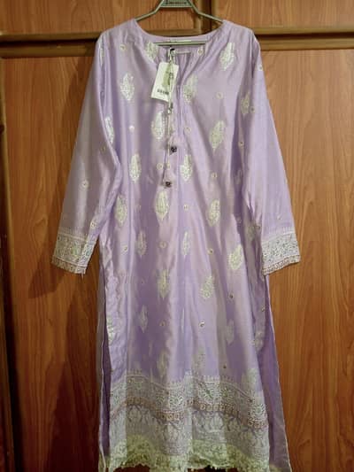 Original Khaadi Embroidered Kurta – Lilac/Lavender