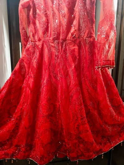 Red cutdana partywear dress/luxury partywear dress/cutdana work