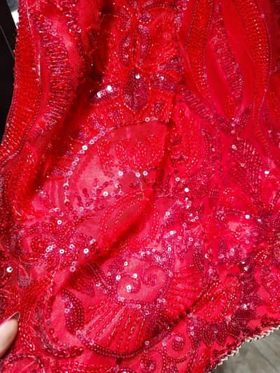 Red cutdana partywear dress/luxury partywear dress/cutdana work